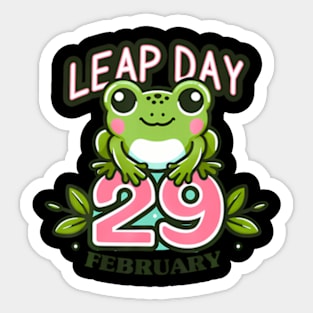 Leap Year 2024 Cute Frog Leap Day Birthday Sticker